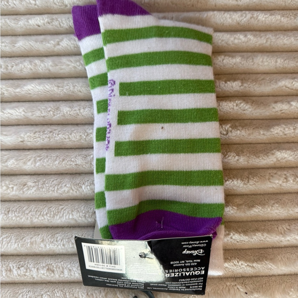 Disney Buzz Lightyear Green and Purple Crew Socks - Picture 2 of 2